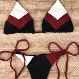 Multicolor Swimsuit Push Up Ribbed Bikini Set