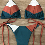 Multicolor Swimsuit Push Up Ribbed Bikini Set