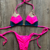 Multicolor Swimsuit Push Up Ribbed Bikini Set