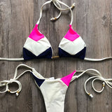 Multicolor Swimsuit Push Up Ribbed Bikini Set
