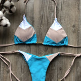 Multicolor Swimsuit Push Up Ribbed Bikini Set