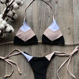 Multicolor Swimsuit Push Up Ribbed Bikini Set
