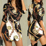 Gold chain print dress