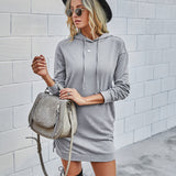 Ladies slim slimming hooded sweater dress