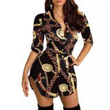 Gold chain print dress