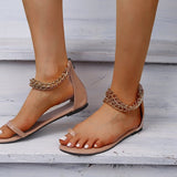 Oversized Flat Toe Metal Casual Sandals