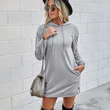 Ladies slim slimming hooded sweater dress