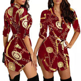 Gold chain print dress