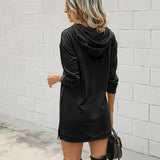 Ladies slim slimming hooded sweater dress