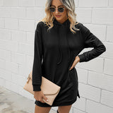 Ladies slim slimming hooded sweater dress