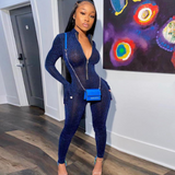 Hip raise Zipper jumpsuit