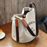 Canvas Bag Handbags Button Letter Casual