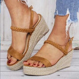 Woven wedge heels