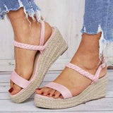Woven wedge heels