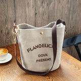 Canvas Bag Handbags Button Letter Casual