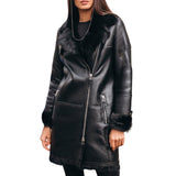 Two pieces Collar Leather Jacket Women