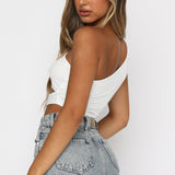 Sloping Shoulder Short Cropped Ribbed Vest