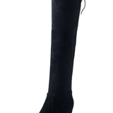 Faux Suede Over The Knee Boots Lace Up Female Slim Thigh High Boots