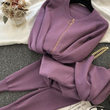 chain vest knitted casual jacket + three-piece elastic pants