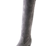 Faux Suede Over The Knee Boots Lace Up Female Slim Thigh High Boots