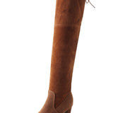 Faux Suede Over The Knee Boots Lace Up Female Slim Thigh High Boots