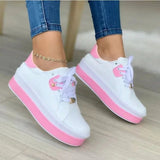 Platform Shoes Casual PU Fashion Lace-Up Sneakers Wedge Flats