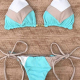 Multicolor Swimsuit Push Up Ribbed Bikini Set