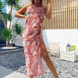 Smudge Three-piece Bikini Neck Women's Long Skirt Split Swimsuit