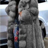Faux Fur Long Hooded Coat