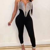 Tassels Jumpsuit Romper Long Sleeve Pants Backless