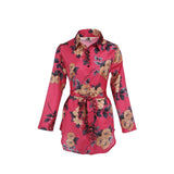 Shirt Dress Ladies Print Floral Long Sleeve Loose Short