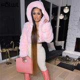 Hooded Faux Fashion Coats And Jackets