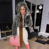 Hooded Faux Fashion Coats And Jackets