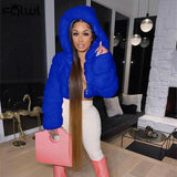 Hooded Faux Fashion Coats And Jackets