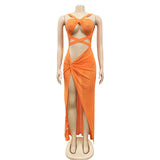 Cut-Out Crystal Glam Sequins Dress