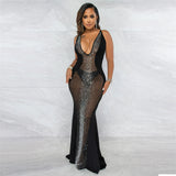 Diamonds Sheer Mesh V Neck