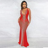 Diamonds Sheer Mesh V Neck