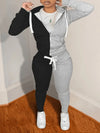 Sweat Heart Zipper Up Drawstring  Pants Matching Outfits