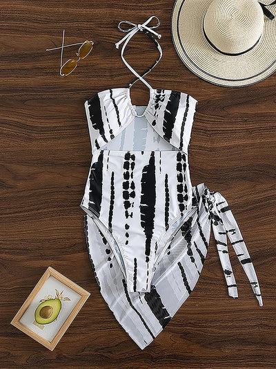 2 Pieces Swimwear One Piece Swimsuit  Cover Up Bathing Suit Push Up