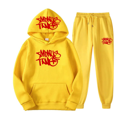 New Millennium Bug Punk Y2K Printed Sweatshirt Two-piece Set for Men and Women's Hip-hop Casual Sports Set Hoodie and Pants