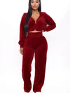 Velvet Tracksuit  Two Piece Set Zipper Hoodies Crop Top and Pants Sets