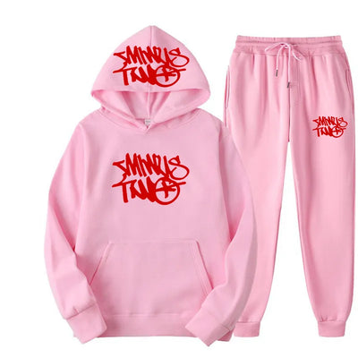 New Millennium Bug Punk Y2K Printed Sweatshirt Two-piece Set for Men and Women's Hip-hop Casual Sports Set Hoodie and Pants