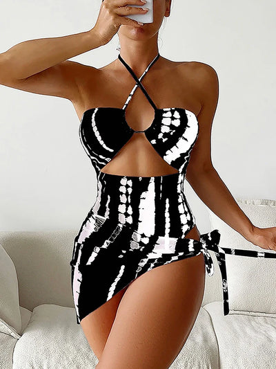 2 Pieces Swimwear One Piece Swimsuit  Cover Up Bathing Suit Push Up