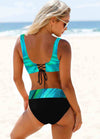 High Waist Rainbow Striped Bikini Swimsuit