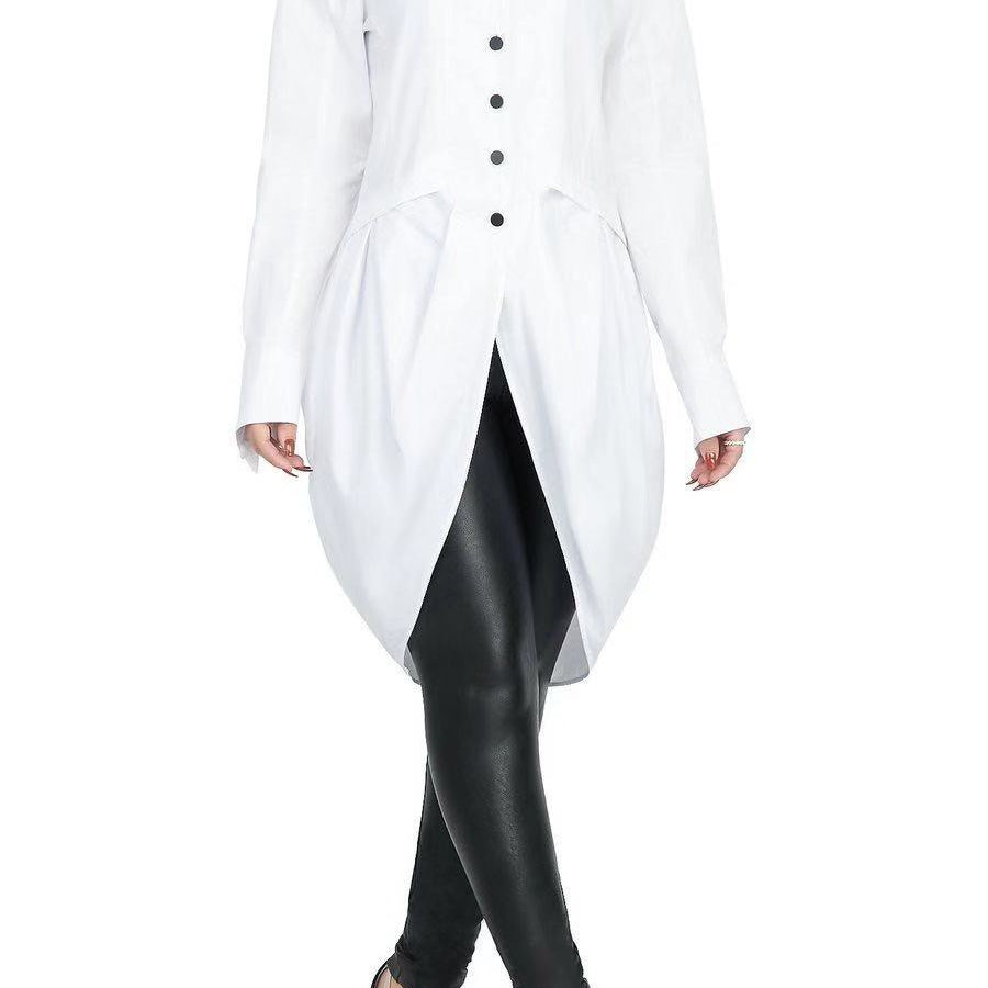 Personality white shirt dress