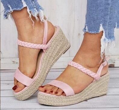 Woven wedge heels