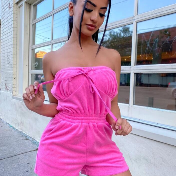 Tube top waisted jumpsuit