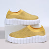 Sneakers Thick Bottom Rhinestones Solid Color Mesh Casual Shoes