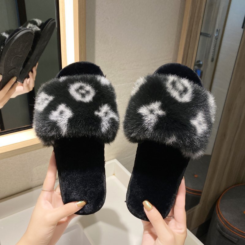 leopard wool slippers woman