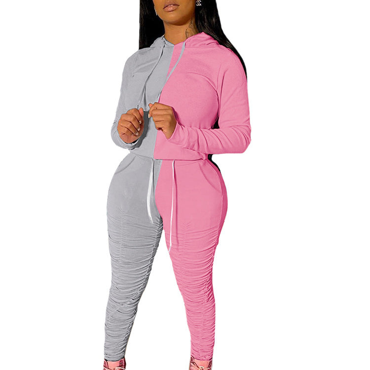 Contrast pleated ladies suit